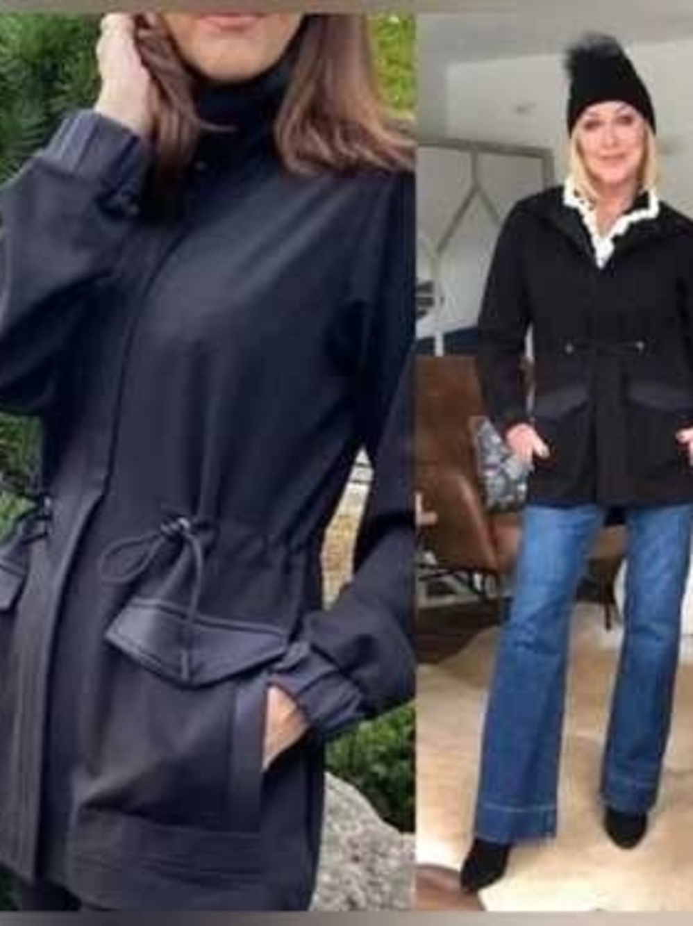 CAbi Black Drawstring-Waist Utility Jacket